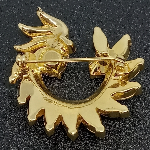 * vintage Eisenberg marquise cut clear rhinestones gold tone pin brooch - Picture 4 of 5